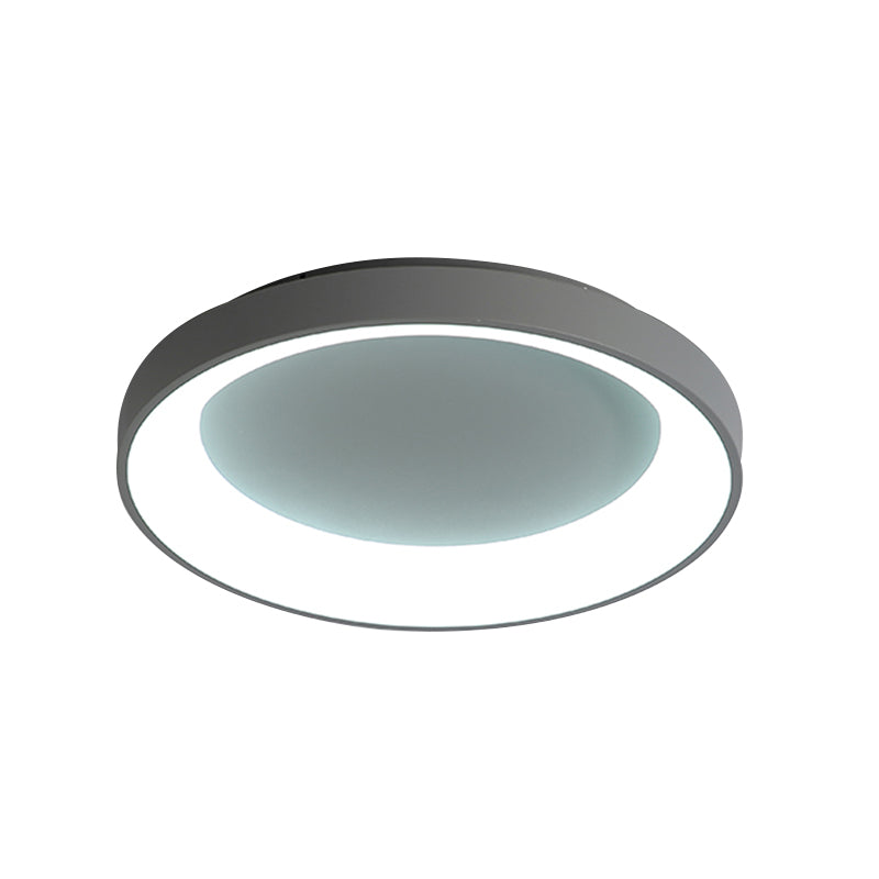 Nordic Style Plate Iron Ceiling Fixture LED Flush Mount Lamp in Grey/White for Bedroom - Available in 8.5"/16"/19.5" Width