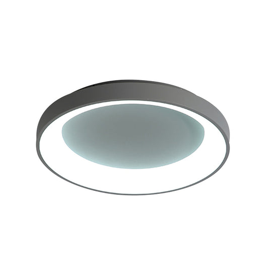 Nordic Style Plate Iron Ceiling Fixture LED Flush Mount Lamp in Grey/White for Bedroom - Available in 8.5"/16"/19.5" Width