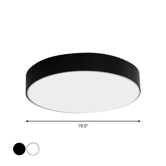 Nordic Short Drum Ceiling Flush LED Light in Black/White, 16"/19.5" Diameter