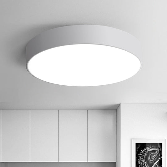 Nordic Short Drum Ceiling Flush LED Light in Black/White, 16"/19.5" Diameter