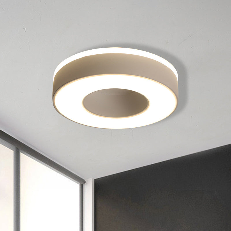 Sleek LED Corridor Ceiling Light with Simple Black/White Flush Mount & Small Square/Round Acrylic Frame, Warm/White Light