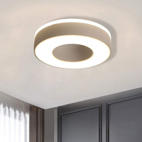 Sleek LED Corridor Ceiling Light with Simple Black/White Flush Mount & Small Square/Round Acrylic Frame, Warm/White Light