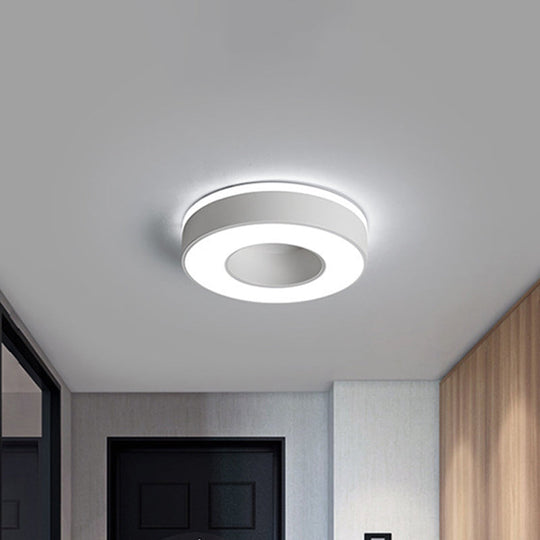 Sleek LED Corridor Ceiling Light with Simple Black/White Flush Mount & Small Square/Round Acrylic Frame, Warm/White Light