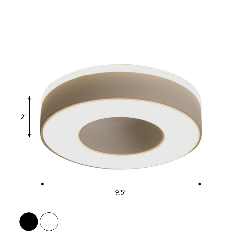 Sleek LED Corridor Ceiling Light with Simple Black/White Flush Mount & Small Square/Round Acrylic Frame, Warm/White Light