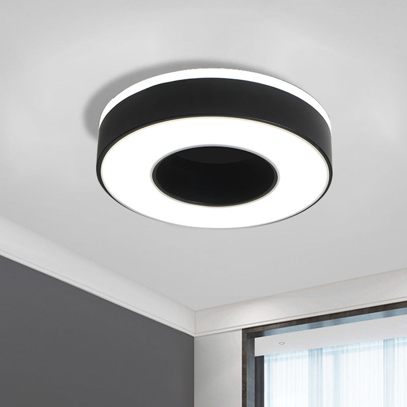 Sleek LED Corridor Ceiling Light with Simple Black/White Flush Mount & Small Square/Round Acrylic Frame, Warm/White Light