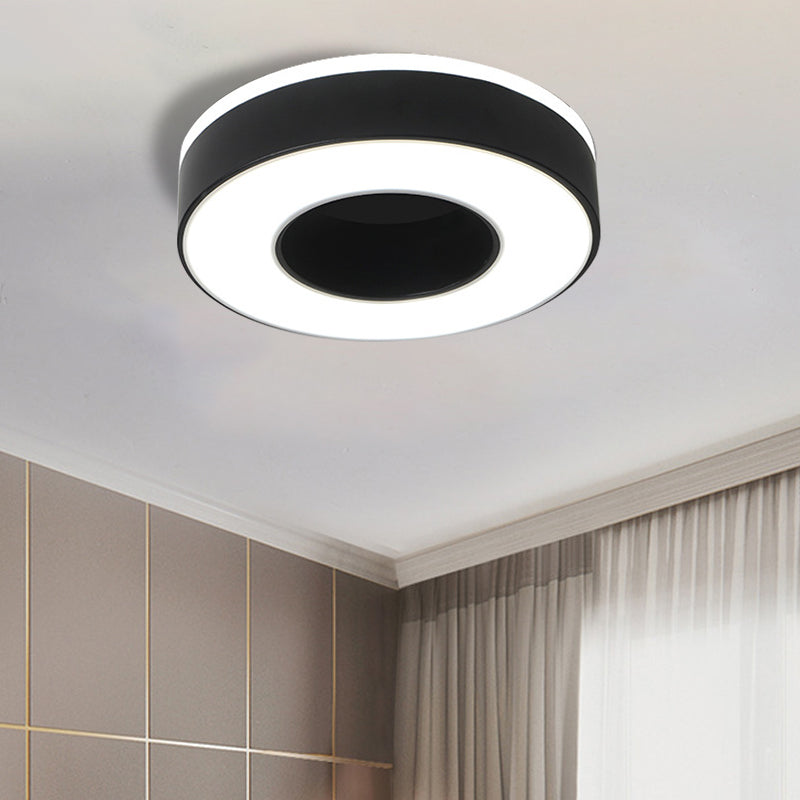 Sleek Led Corridor Ceiling Light With Simple Black/White Flush Mount & Small Square/Round Acrylic