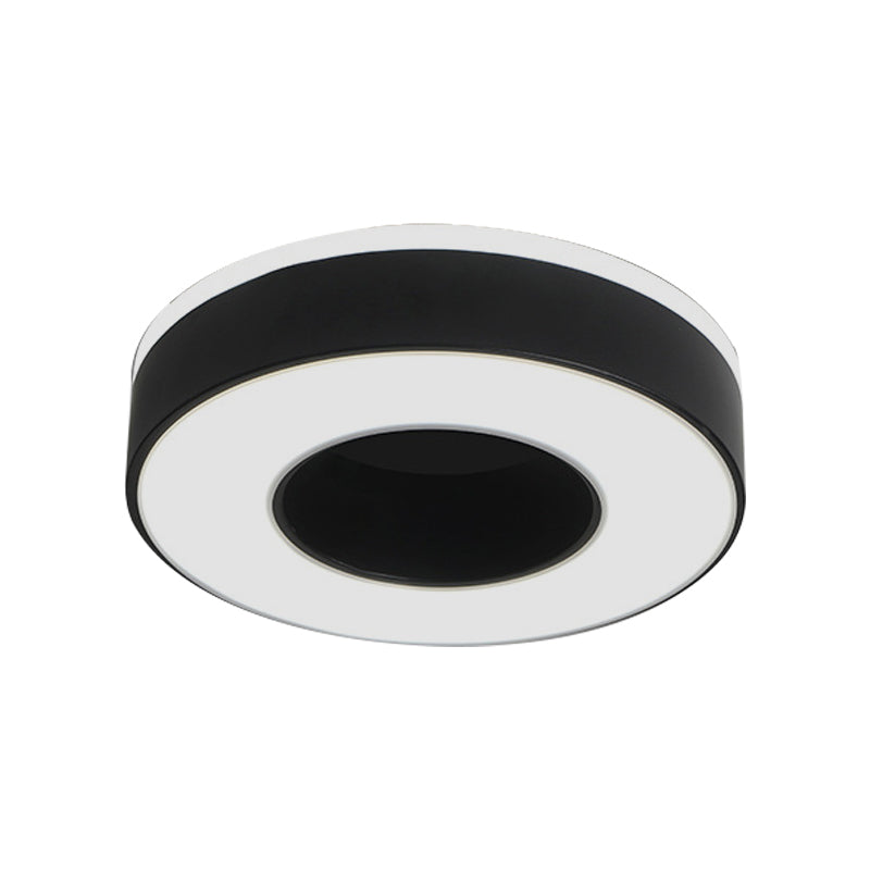 Sleek LED Corridor Ceiling Light with Simple Black/White Flush Mount & Small Square/Round Acrylic Frame, Warm/White Light