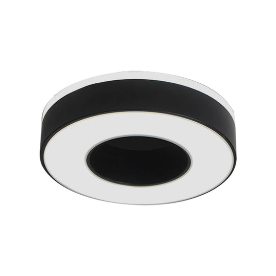 Sleek Led Corridor Ceiling Light With Simple Black/White Flush Mount & Small Square/Round Acrylic