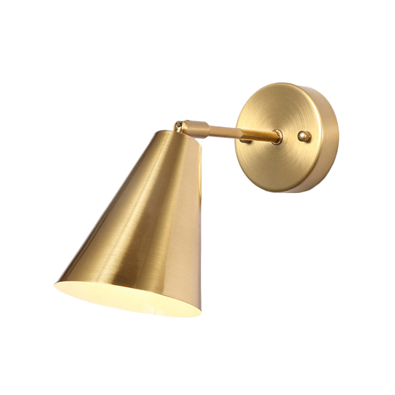 Rotatable Metal Gold Wall Sconce With 1 Bulb - Stylish Colonial Mounted Lamp For Bedroom Lighting