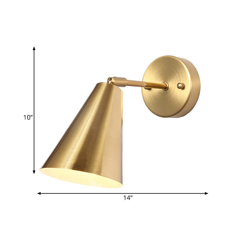 Rotatable Metal Gold Wall Sconce With 1 Bulb - Stylish Colonial Mounted Lamp For Bedroom Lighting