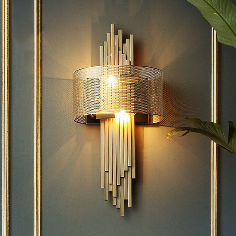 Gold Colonial Wall Sconce With 2 Lights And Mesh Screen