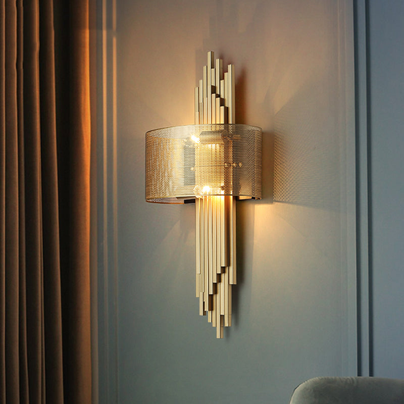 Gold Colonial Wall Sconce With 2 Lights And Mesh Screen