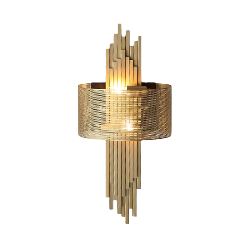 Gold Colonial Wall Sconce With 2 Lights And Mesh Screen