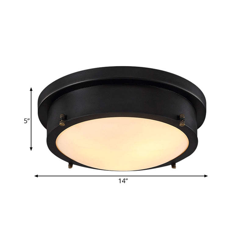 Iron Black Circle LED Flush Mount Light for Corridor - 10"/14" Warm/White/3 Color Options