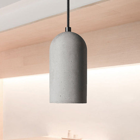 Modern Grey Cement Pendant Ceiling Light - Factory 1 Bulb Down Lighting For Living Room