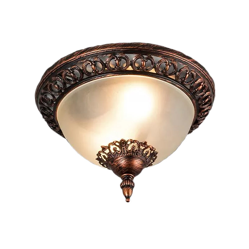 Traditional Flush Mount Ceiling Light Fixture With Frosted Glass - Bowl Living Room Lighting (2