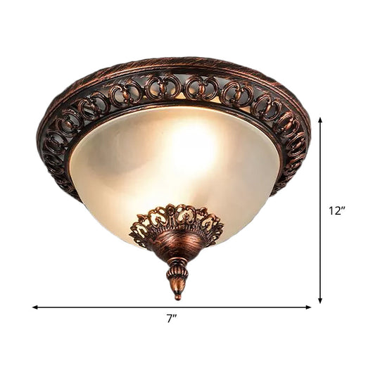 Traditional Flush Mount Ceiling Light Fixture with Frosted Glass - Bowl Living Room Lighting (2 Heads)