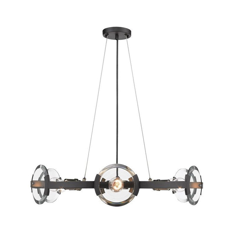 Farmhouse Circular Pendant Chandelier - 4/6 Lights Black Metallic With Clear Glass Shade