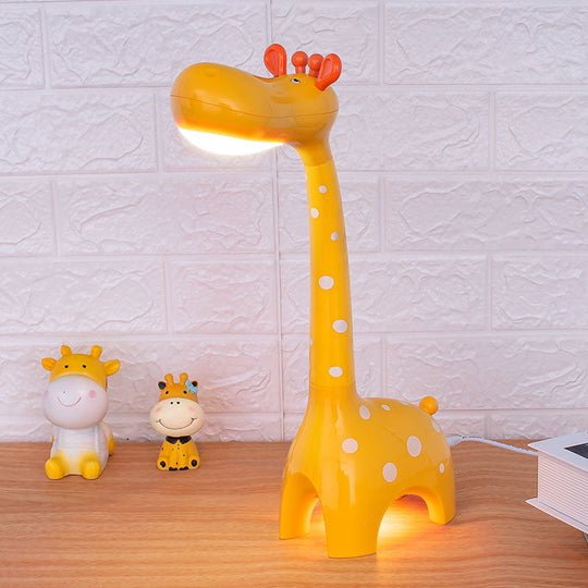 Kids Plastic Giraffe Desk Lamp - White/Yellow Nightstand Lighting For Childrens Bedroom