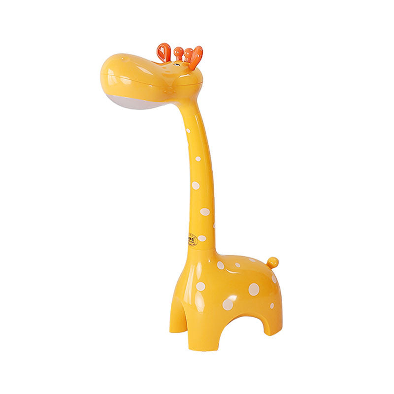 Kids Plastic Giraffe Desk Lamp - White/Yellow Nightstand Lighting For Childrens Bedroom