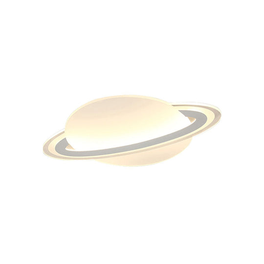 Modern Acrylic Planet LED Flush Light Fixture - 12"/18" Long Warm/White Lighting for Living Room