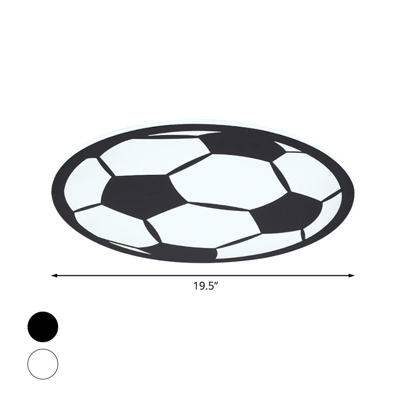 Kid's LED Football Flush Light: Black/White Acrylic Flush Mount for Boys Bedroom