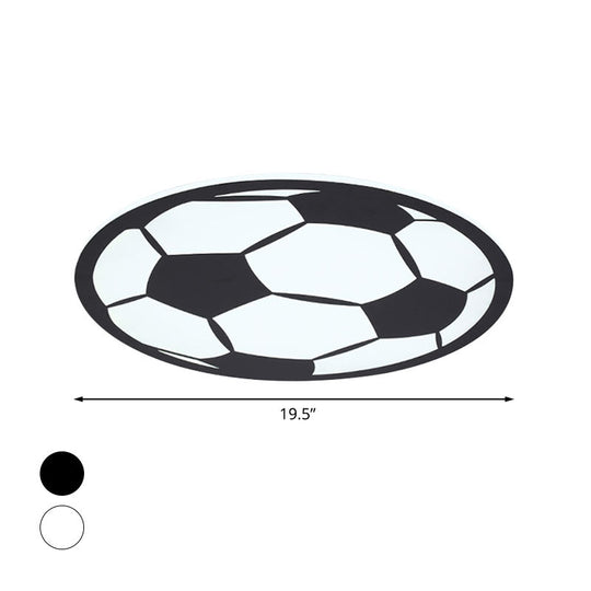 Kid's LED Football Flush Light: Black/White Acrylic Flush Mount for Boys Bedroom