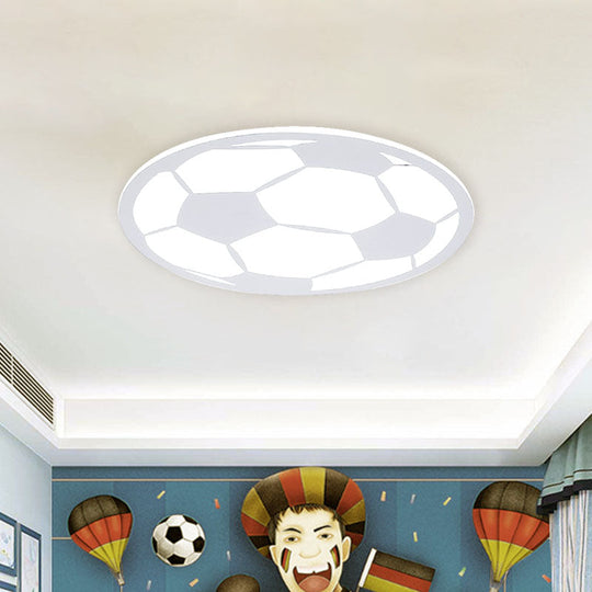 Kid's LED Football Flush Light: Black/White Acrylic Flush Mount for Boys Bedroom