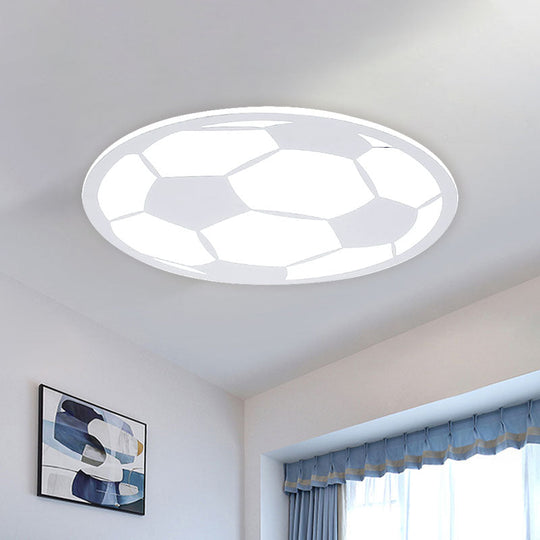 Kid's LED Football Flush Light: Black/White Acrylic Flush Mount for Boys Bedroom