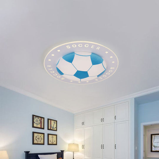 Kids LED Flush Mount Spotlight: 16.5"/20.5" Black/Blue Football Ceiling Lamp with Acrylic Shade