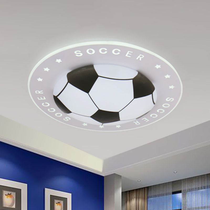 Kids LED Flush Mount Spotlight: 16.5"/20.5" Black/Blue Football Ceiling Lamp with Acrylic Shade