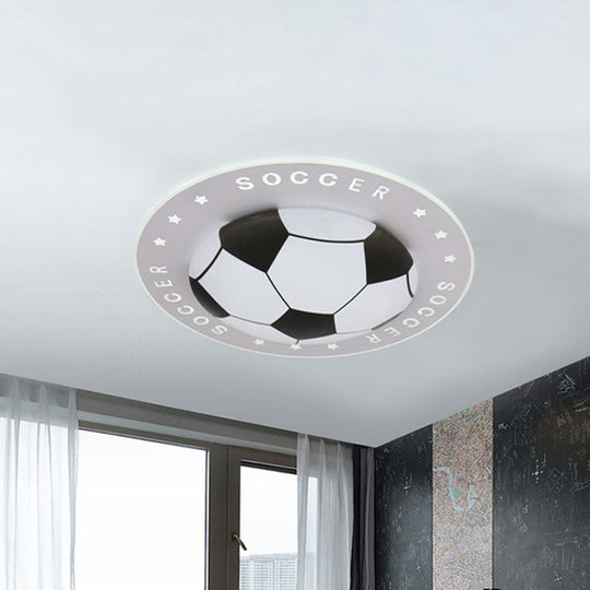 Kids LED Flush Mount Spotlight: 16.5"/20.5" Black/Blue Football Ceiling Lamp with Acrylic Shade