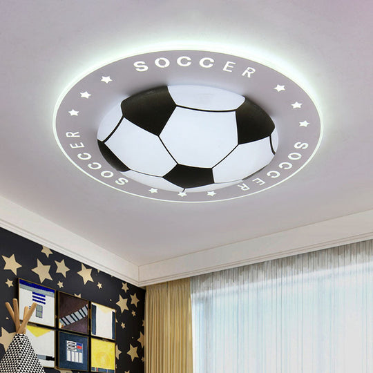 Kids LED Flush Mount Spotlight: 16.5"/20.5" Black/Blue Football Ceiling Lamp with Acrylic Shade