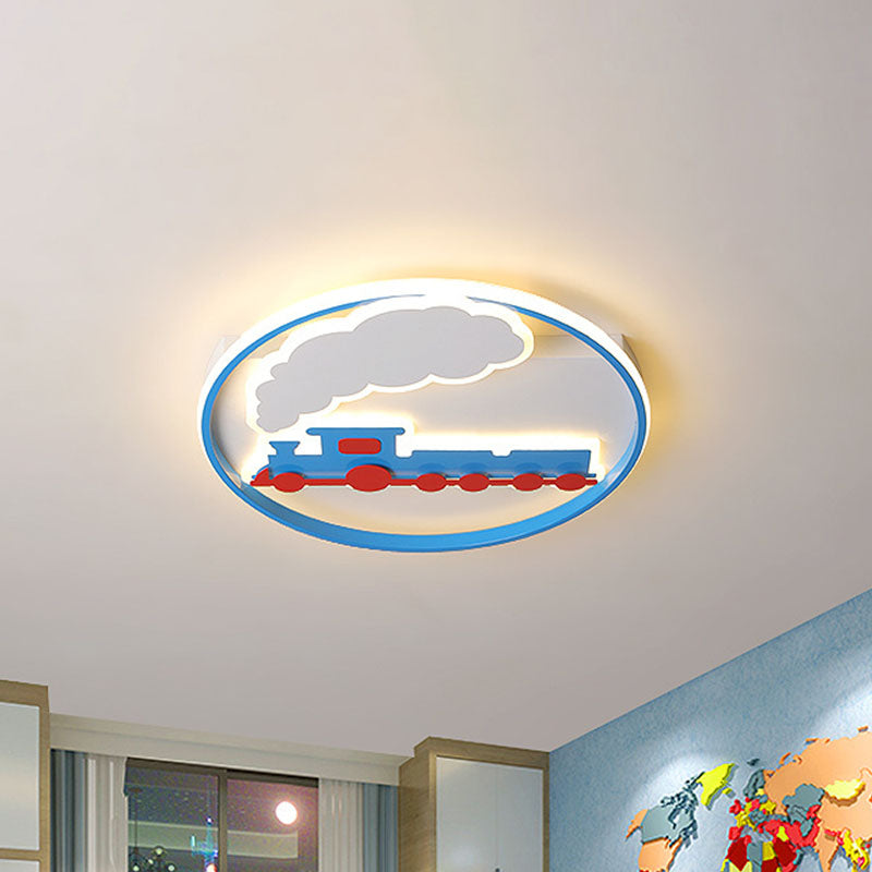 Blue Kids Flush Mount Ceiling Light | LED Acrylic Lighting for Boys Bedroom | 16"/19.5" Width