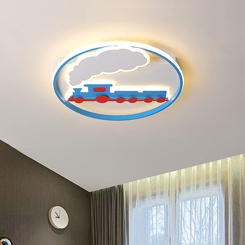 Blue Kids Flush Mount Ceiling Light | LED Acrylic Lighting for Boys Bedroom | 16"/19.5" Width