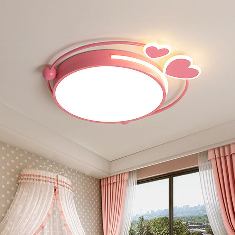 Macaroon Pink Heart Led Flush Mount Lamp - 16/19.5 Width