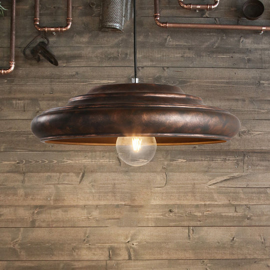 Barn Suspension Pendant Light in Bronze- Ideal for Dining Room - Factory Style