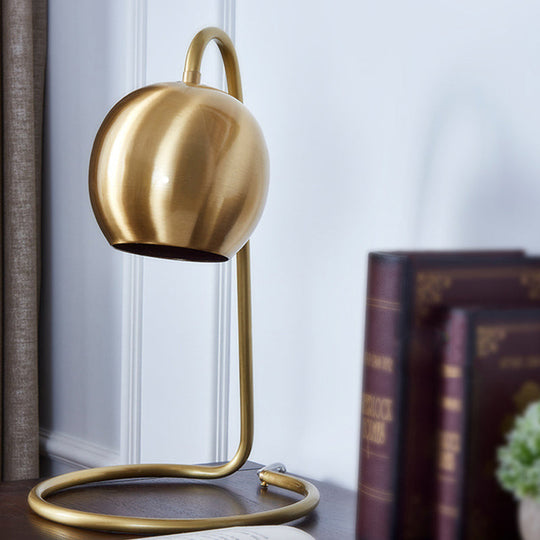 Sara - Golden 1 Light Spherical Nightstand Lighting Colonialism Golden Metallic Night Light with Circle Base