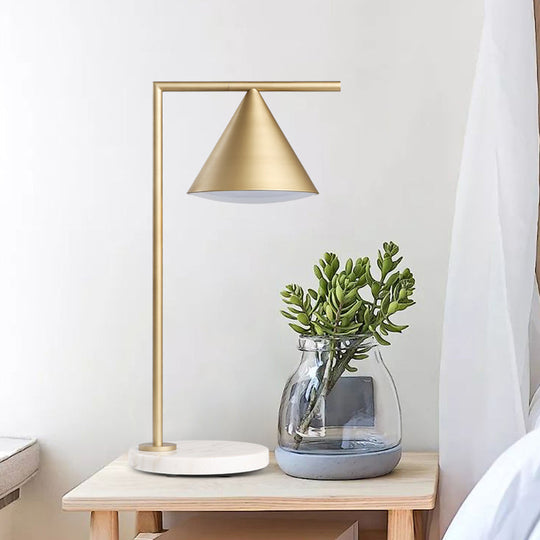 Alice - Golden Colonialist Bedside Lamp with Marble Base