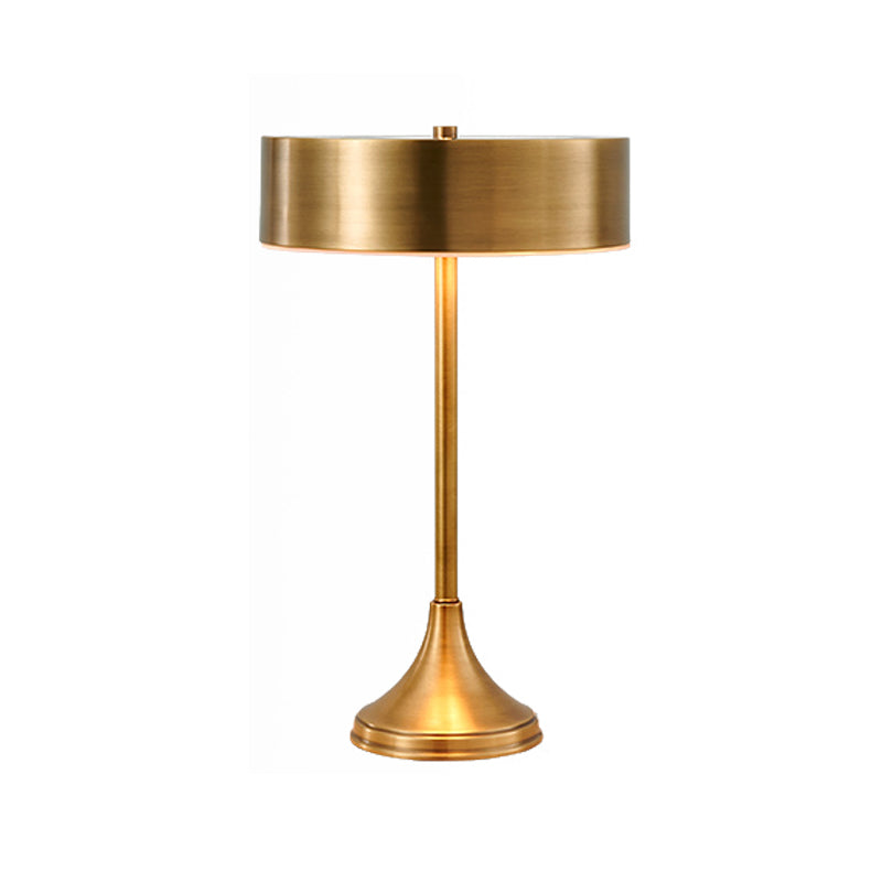 Metallic Colonial Brass Table Light With Round Bedside Nightstand Base