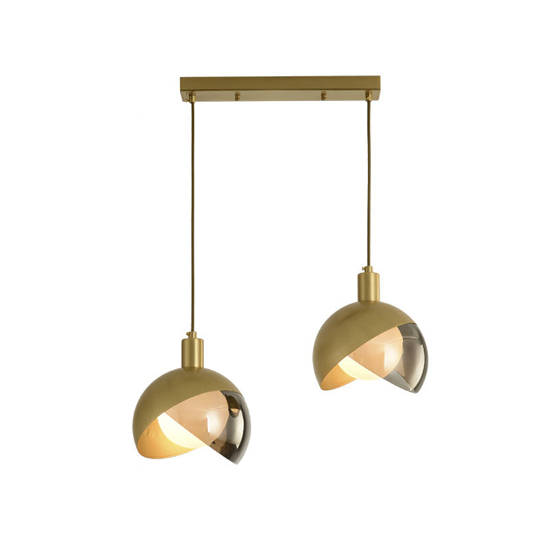 Gold Split Globe Pendant Light With Metallic Finish - 2/3 Lights Down Lighting For Dining Room