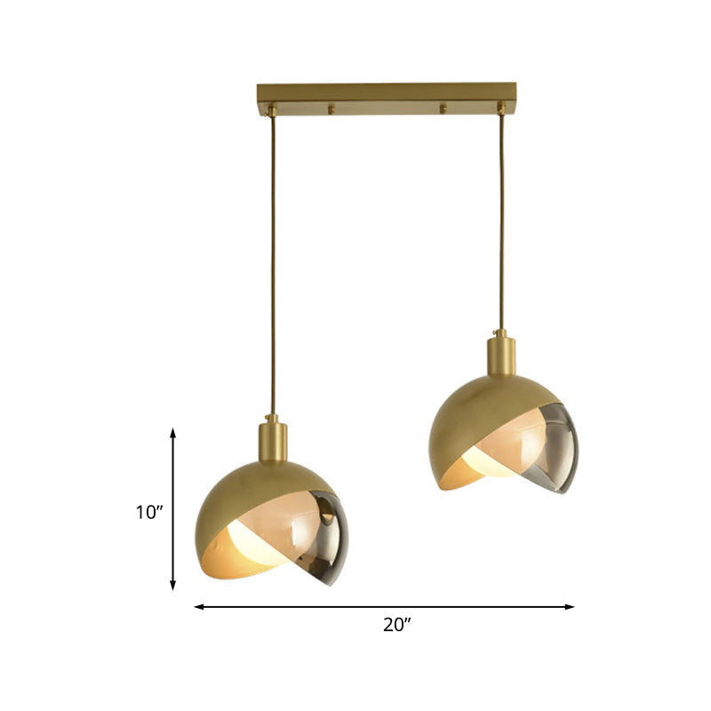 Gold Split Globe Pendant Light With Metallic Finish - 2/3 Lights Down Lighting For Dining Room