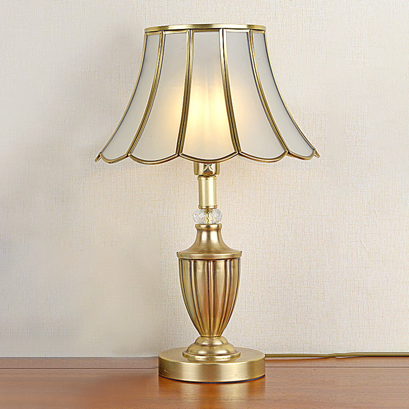 Gaia - Scalloped Night Lighting 1 Head Frosted Glass Nightstand Light in Gold