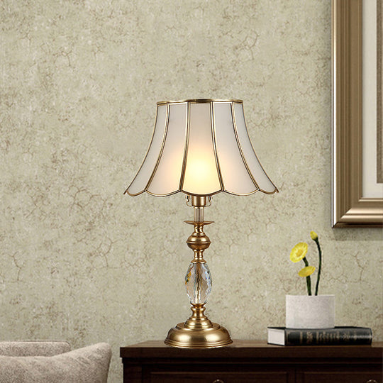 Gaia - Scalloped Night Lighting 1 Head Frosted Glass Nightstand Light in Gold