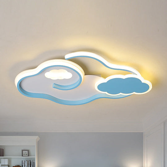 Blue Cloud LED Ceiling Light for Kids' Room with Nordic Design and Acrylic Shade