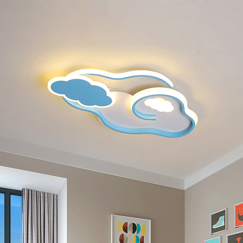 Blue Cloud LED Ceiling Light for Kids' Room with Nordic Design and Acrylic Shade