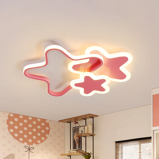 Girls Bedroom Led Pink Flushmount Ceiling Light - 16.5/20.5 W With Star Acrylic Shade / 16.5