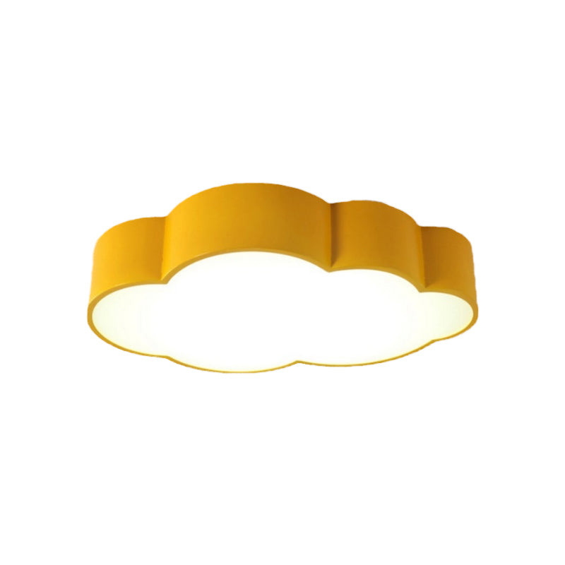 Contemporary Led Cloud Iron Flush Ceiling Light For Kids Bedroom - Yellow/Blue 20.5/24.5 Long