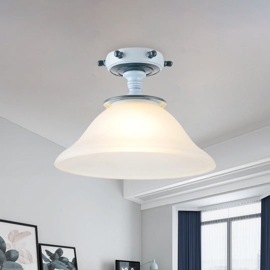 Blue Opal Glass Semi Flush Ceiling Lighting Fixture for Living Room