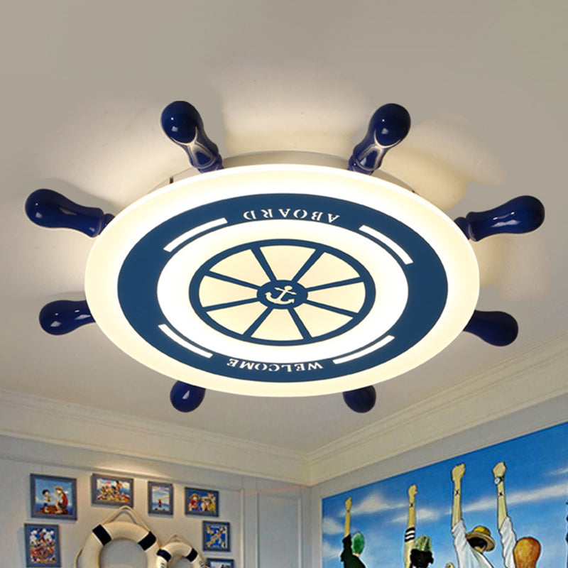 Mediterranean Blue LED Flush Ceiling Light with Rudder Acrylic Shade - 21.5"/25.5" Nursery Flush Mount